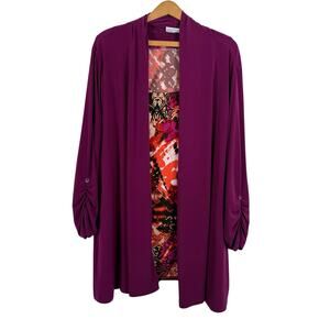 Susan Graver Women Liquid Knit Twinset Size 3X Cardigan & Tank Top Artsy Office